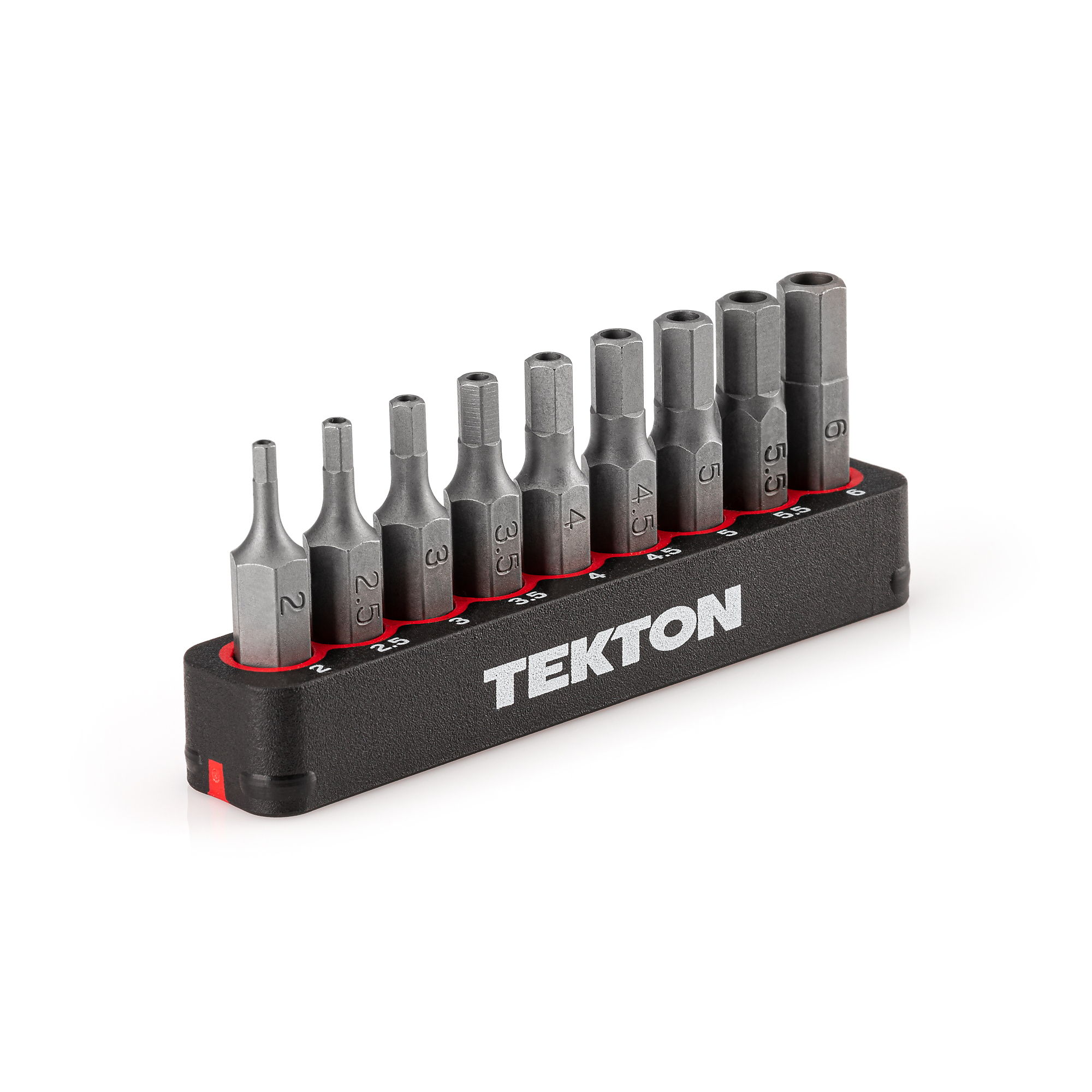 TEKTON 1/4 Inch Tamper Hex Bit Set with Rail, 9-Piece (2 - 6 mm) | DZX93004